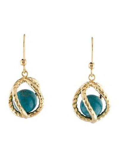 Pre-owned Milor 14k Turquoise Cage Drop Earrings In Multi