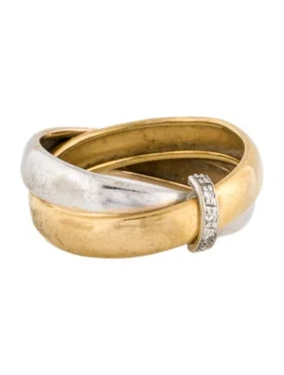 Pre-owned Milor 18k Diamond Crossover Band Ring In Multi