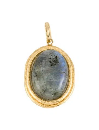 Pre-owned Milor 18k Oval Labradorite Pendant, 2" In Multi