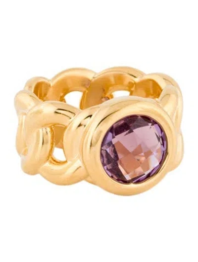 Pre-owned Milor Amethyst Cuban Chain Cocktail Ring In Multi