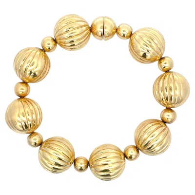 Pre-owned Milor Designer Italian Ball Bracelet With Magnet 14 Karat Yellow Gold 31.2 Grams