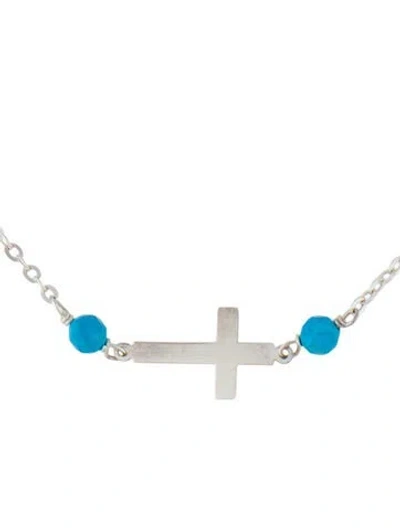 Pre-owned Milor Dyed Magnesite Cross Station Necklace, 18" In Multi