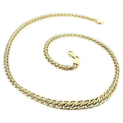 Pre-owned Milor Italian 18k Yellow Gold Graduated Interlocking Curb Link Chain Necklace