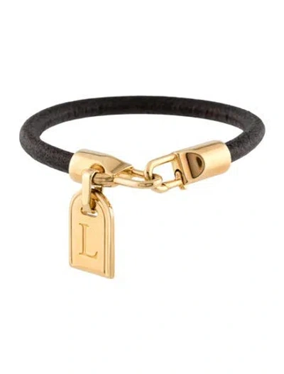 Pre-owned Milor Leather Letter 'p' Charm Bracelet, 6.5" In Multi