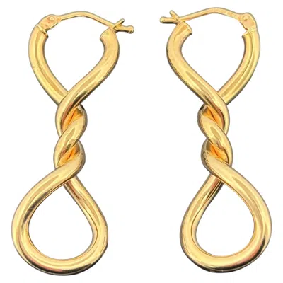 Pre-owned Milor Twisted Hoop Earrings 14k Yellow Gold, Signed  Italy