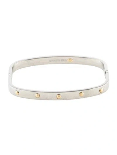 Pre-owned Milor Two-tone Square Hinged Bangle Bracelet, 7.25" In Multi