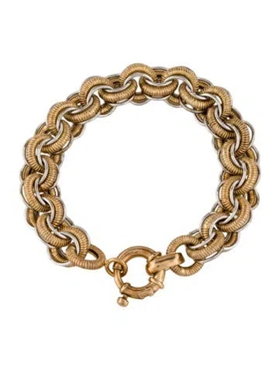 Pre-owned Milor Two-tone Textured Link Bracelet, 7" In Multi