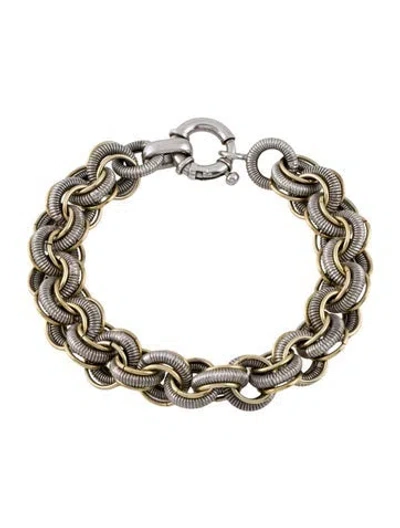 Pre-owned Milor Two-tone Textured Link Bracelet, 7" In Multi