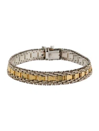 Pre-owned Milor Two-tone Textured Link Bracelet, 7.25" In Multi