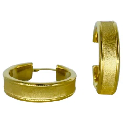 Pre-owned Milor Vintage Satin Finish 18 Karat Gold Hoop Earrings In Multi