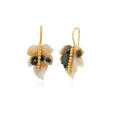 Milou Jewelry Women's Agate Leaf Earrings - Bone