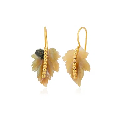 Milou Jewelry Women's Agate Leaf Earrings - Ecru In Sand