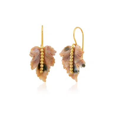 Milou Jewelry Women's Agate Leaf Earrings - Powder Pink