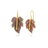 Milou Jewelry Women's Agate Leaf Earrings - Rose Pink