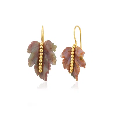 Milou Jewelry Women's Agate Leaf Earrings - Rose Pink