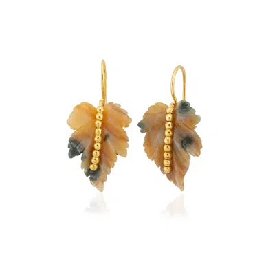 Milou Jewelry Women's Agate Leaf Earrings - Sand In Multi