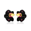 Milou Jewelry Women's Black & Fuchsia Pink Orchid Flower Earrings In Black