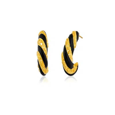 Milou Jewelry Women's Black & Gold Hoop Earrings