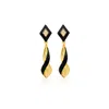 Milou Jewelry Women's Black & Gold Infinity Drop Earrings With Zircon In Black