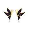 Milou Jewelry Women's Black & Purple Butterfly Earrings In Black