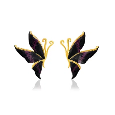 Milou Jewelry Women's Black & Purple Butterfly Earrings