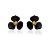 Milou Jewelry Women's Black Bloom Flower Earrings In Black