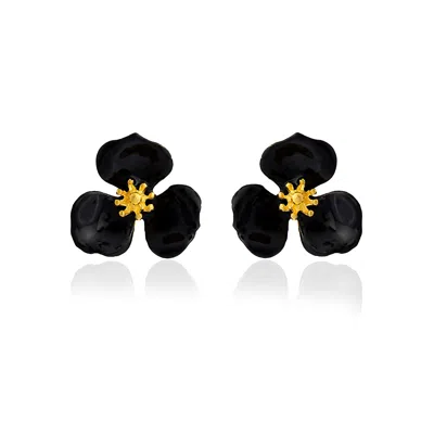 Milou Jewelry Women's Black Bloom Flower Earrings