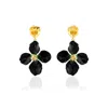Milou Jewelry Women's Black Clover Flower Drop Earrings In Black