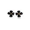 Milou Jewelry Women's Black Hibiscus Flower Earrings In Black