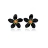 Milou Jewelry Women's Black Periwinkle Flower Earrings In Black