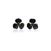 Milou Jewelry Women's Black Petal Flower Earrings In Black