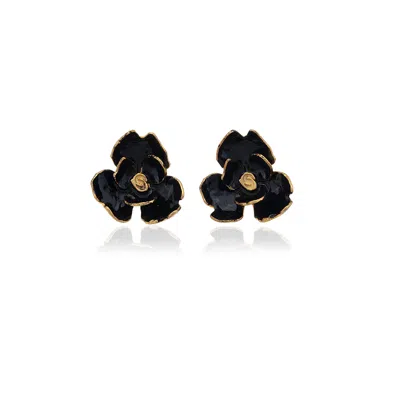 Milou Jewelry Women's Black Rose Flower Earrings