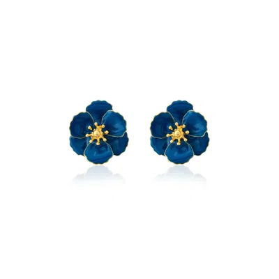 Milou Jewelry Women's Blue Blossom Flower Earrings