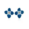 Milou Jewelry Women's Blue Clover Flower Earrings In Blue