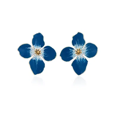 Milou Jewelry Women's Blue Clover Flower Earrings