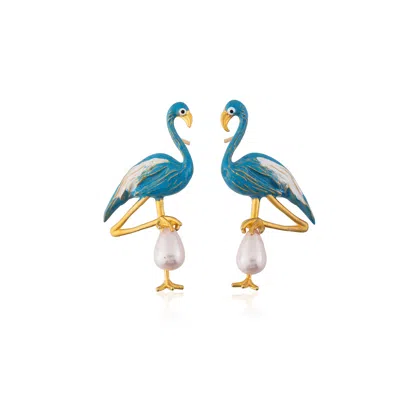 Milou Jewelry Women's Blue Flamingo Earrings