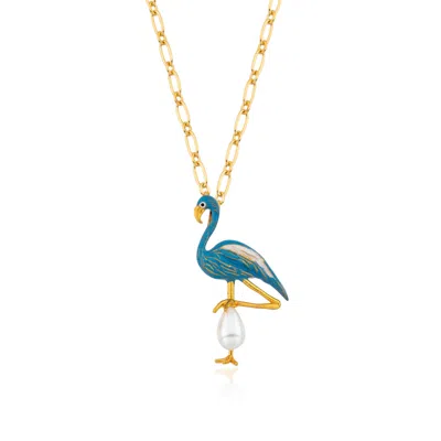 Milou Jewelry Women's Blue Flamingo Necklace