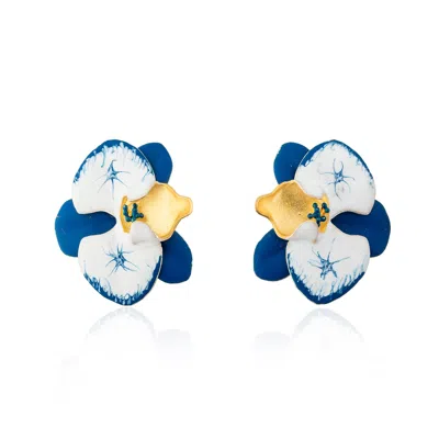 Milou Jewelry Women's Blue Orchid Flower Earrings