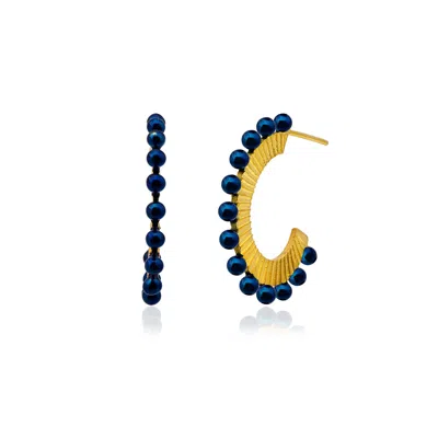 Milou Jewelry Women's Blue Oval Hoop Earrings