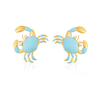 Milou Jewelry Women's Blue Turquoise Crab Earrings