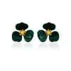 Milou Jewelry Women's Dark Green Bloom Flower Earrings