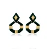 Milou Jewelry Women's Dark Green Geometric Drop Earrings In Green