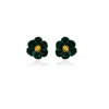 Milou Jewelry Women's Dark Green Petite Flower Earrings In Green
