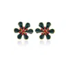 Milou Jewelry Women's Dark Green Scarlet Flower Earrings In Green