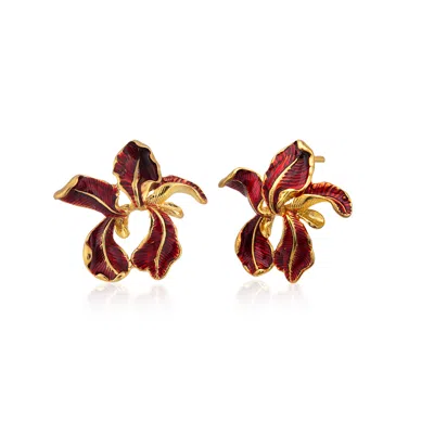 Milou Jewelry Women's Fleur De Lis Earrings - Red In Brown