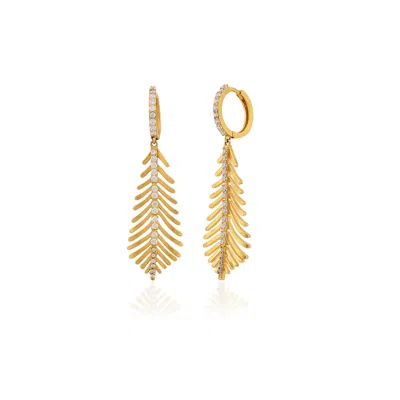 Milou Jewelry Women's Gold Hoop Drop Leaf Earrings