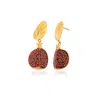 Milou Jewelry Women's Gold Pomegranate Slice Drop Leaf Earrings