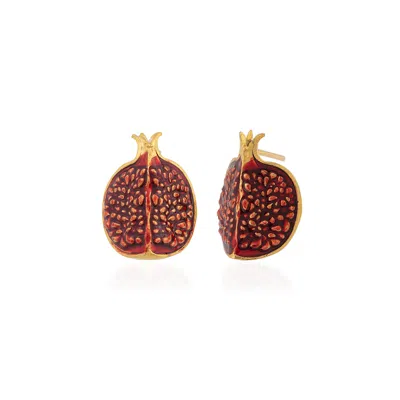 Milou Jewelry Women's Gold Pomegranate Slice Earrings