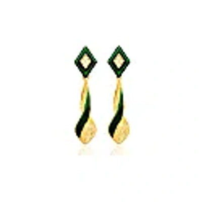 Milou Jewelry Diamond Shape Dangle Earrings - Green