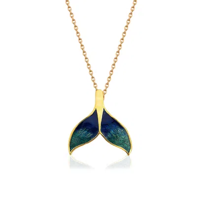 Milou Jewelry Women's Green & Navy Blue Whale Tail Necklace